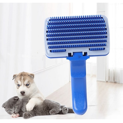 

Cat Dog Brushes Grooming Hair Removal Product Shedding Tools Plastic Comb Brush Portable Pet Grooming Supplies Blue 1 Piece