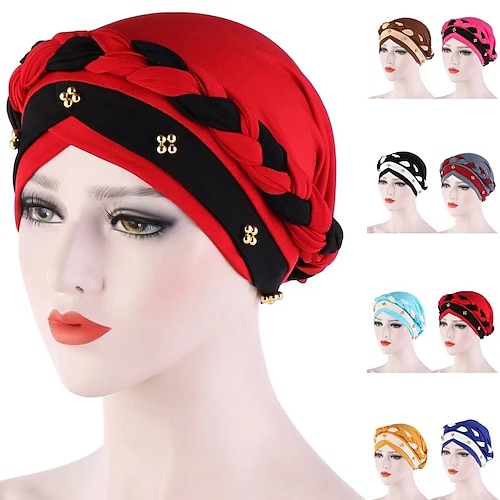 

New Style Women Turban Hat Fashion Two Color Braid Knot Lady Head Scarf Hijab Muslim Inner Hijab for Women Hair Accessories Hair Loss Cover