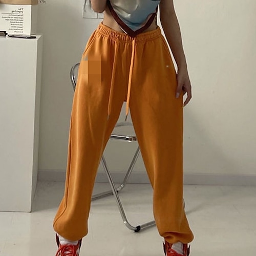

Women's Casual / Sporty Athleisure Joggers Sweatpants Side Pockets Drawstring Full Length Pants Casual Weekend Micro-elastic Plain Comfort Mid Waist Blue Orange S M L XL