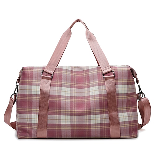 

Large Capacity Travel Bag New Casual Portable Women's Plaid Travel Bag Fitness Bag Yoga Bag Trolley Bag