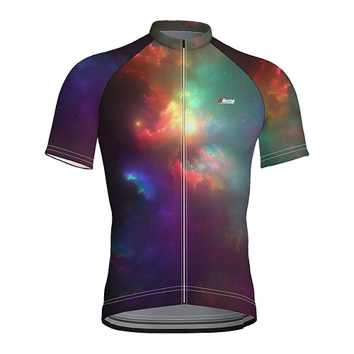 

21Grams Men's Cycling Jersey Short Sleeve Bike Top with 3 Rear Pockets Mountain Bike MTB Road Bike Cycling Breathable Quick Dry Moisture Wicking Reflective Strips Purple Graphic Polyester Spandex