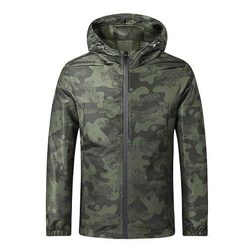 

Men's Hiking Jacket Outdoor Floral Botanical Thermal Warm Windproof Breathable Front Zipper Outerwear Windbreaker Trench Coat Full Length Visible Zipper Hunting Fishing Climbing Black Army Green Red