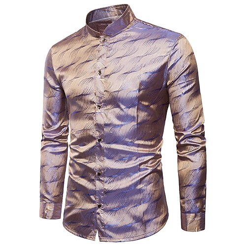 

Men's Shirt Spiral Stripe Turndown Street Holiday Button-Down Long Sleeve Tops Casual Fashion Comfortable Light Pink Blue-Green Fuchsia