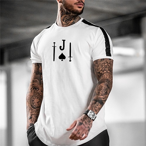 

Men's Unisex T shirt Tee Hot Stamping Graphic Prints Poker Crew Neck Street Daily Print Short Sleeve Tops Designer Casual Big and Tall Sports White / Summer / Summer