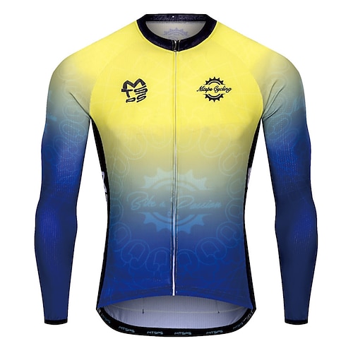 

Men's Women's Cycling Jersey Long Sleeve Bike Top with 3 Rear Pockets Mountain Bike MTB Road Bike Cycling Breathable Quick Dry Reflective Strips Blue Yellow Gradient Spandex Polyester Sports Clothing