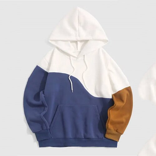 

Men's Hoodie Pullover Hoodie Sweatshirt Color Block Pocket Daily Holiday Going out non-printing Casual Streetwear Hoodies Sweatshirts White