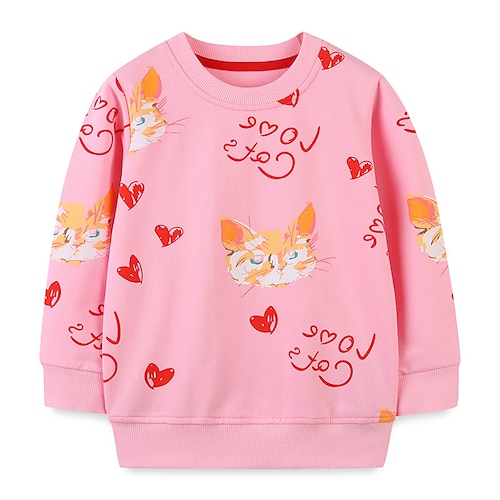 

Kids Girls' Sweatshirt Graphic Outdoor Long Sleeve Crewneck Active Cotton 2-8 Years Spring Pink