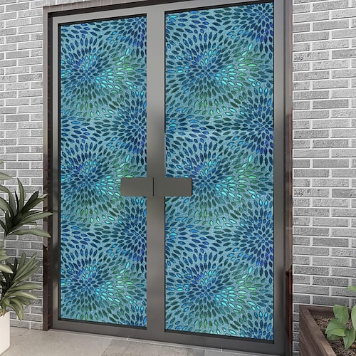 

58X120cm European-style Electrostatic Glass Stickers Shading Stickers Bathroom Bathroom Frosted Window Renovation Stickers Blue
