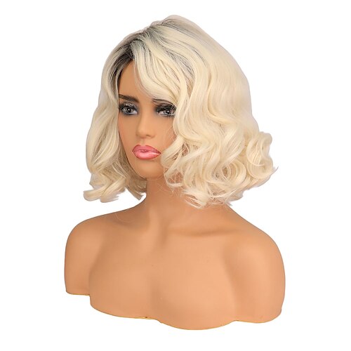 

Synthetic Wig Natural Wave Side Part Machine Made Wig 26 inch Light golden Synthetic Hair Women's Adjustable Color GradientHigh Quality Multi-color