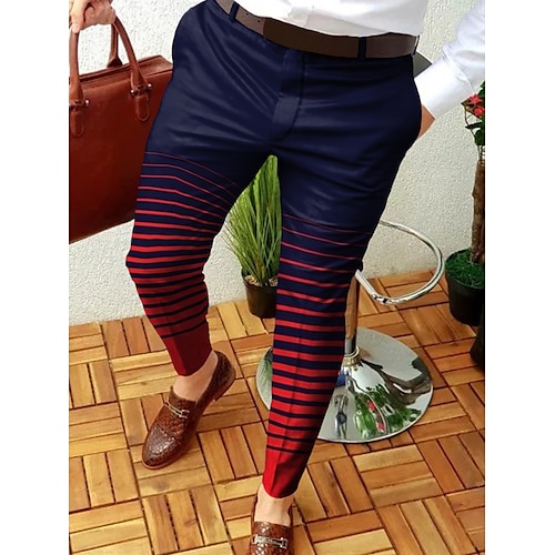 

Men's Chinos Trousers Jogger Pants Print Geometry Full Length Casual Daily Trousers Smart Casual Green Purple Micro-elastic