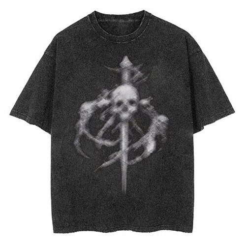

Men's Unisex T shirt Tee 3D Print Graphic Prints Skull Crew Neck Street Daily Print Short Sleeve Tops Designer Casual Vintage Big and Tall Black / Gray / Summer / Summer