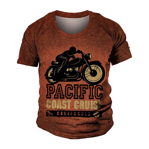 

Men's Unisex T shirt Tee 3D Print Graphic Prints Motorcycle Crew Neck Street Daily Print Short Sleeve Tops Casual Fashion Comfortable Black / Red / Summer / Summer