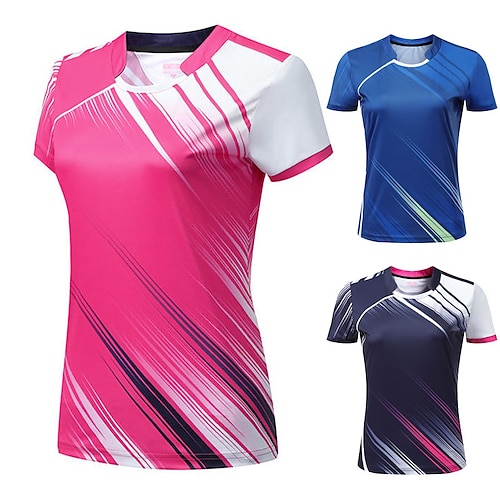 

Women's Tennis Shirt Athletic Shirt Breathable Quick Dry Moisture Wicking Short Sleeve T Shirt Regular Fit Crewneck Printed Summer Gym Workout Tennis Badminton / Micro-elastic / Lightweight