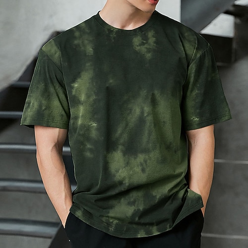 

Men's T shirt Tee 3D Print Graphic Patterned Tie Dye Crew Neck Street Casual Print Short Sleeve Tops Basic Fashion Classic Comfortable Green / Black White Blue / Summer