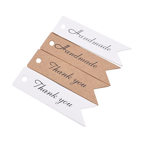 

100pcs/lot Packaging Tags Handmade Hang Tag Kraft Paper Tags Thank You Gift Tag Labels for DIY Wedding Party Gift Or Candy Tags