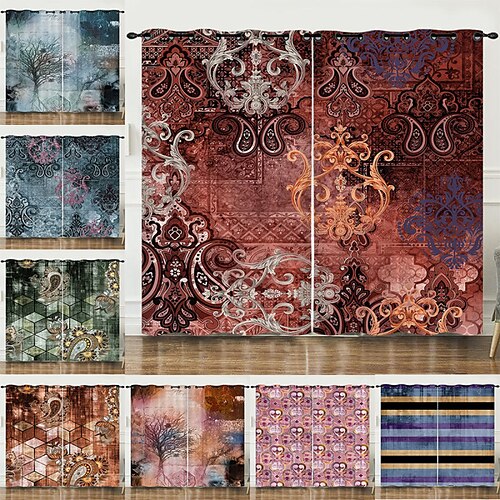 

2 Panels Blackout Curtain Drapes Thermal Insulated Curtains for Bedroom Living Room Modern Grommet Window