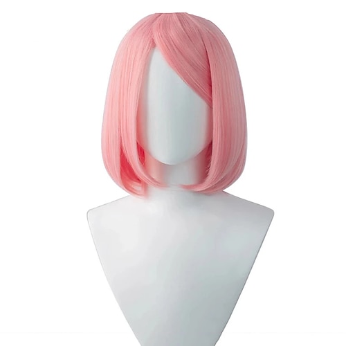 

Cosplay Costume Wig Sakura Straight With Bangs Machine Made Wig Short Synthetic Hair Men's Adjustable Pink / Party / Evening