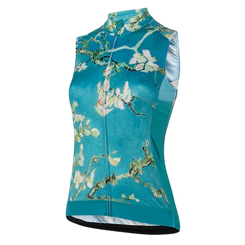 

21Grams Women's Cycling Vest Sleeveless Green Floral Botanical Bike Breathable Quick Dry Moisture Wicking Reflective Strips Back Pocket Polyester Spandex Sports Floral Botanical Clothing Apparel