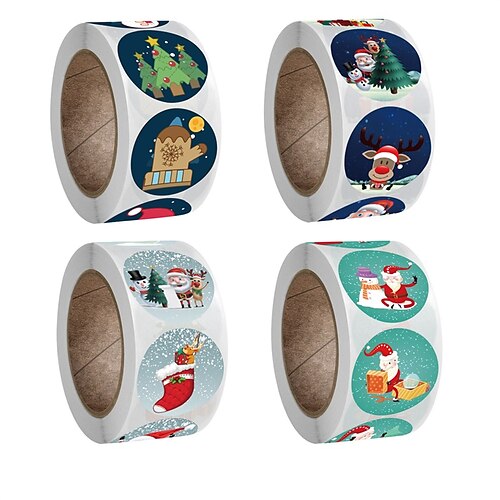 

3 Rolls Santa Claus Christmas Tree Christmas Bell Stickers for School Student Notebook Waterproof Self-adhesive Cartoon for Women Men Girls