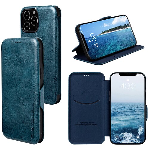 

Phone Case For Apple Flip iPhone 13 Pro Max 12 11 Bumper Frame Flip Embossed Solid Colored PU Leather