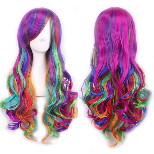 

anime color peluca degradado harajuku multicolor cos peluca