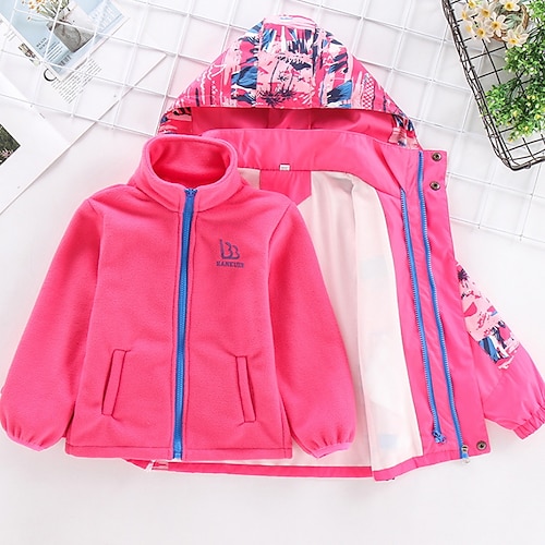 

Kids Girls' Coat Outerwear Color Block Long Sleeve Coat Daily Active Adorable Purple Pink Fall 4-13 Years