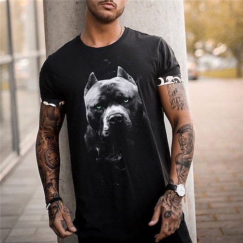 

Men's T shirt Tee Cool Shirt Dog Crew Neck Print Outdoor Street Short Sleeve Print Clothing Apparel Sports Designer Casual Big and Tall