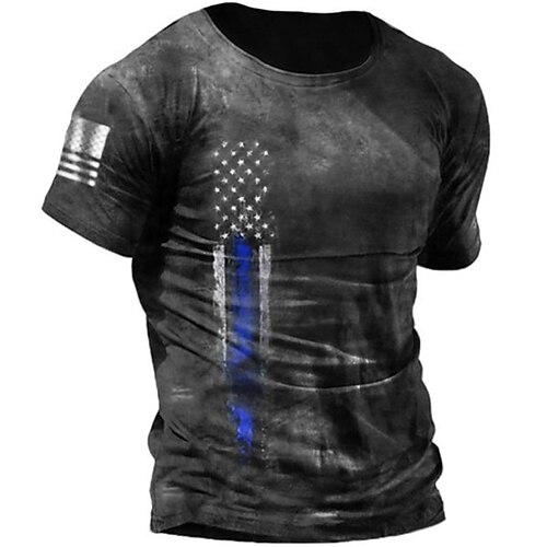 

Men's T shirt Tee 3D Print Graphic Patterned National Flag Crew Neck Daily Sports Print Short Sleeve Tops Basic Casual Classic Big and Tall Black / Summer