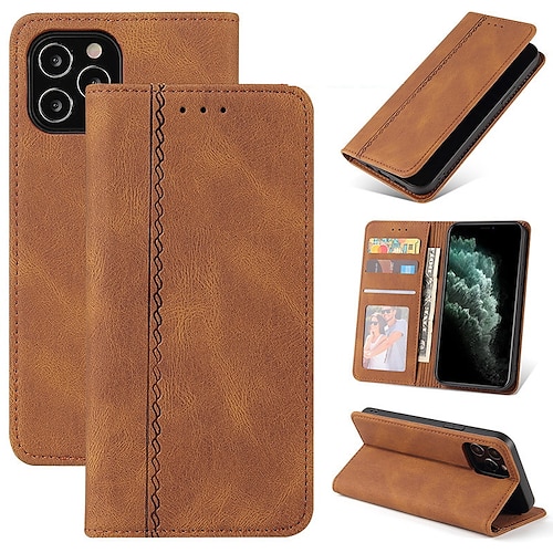

Phone Case For Apple Wallet Card iPhone 13 Pro Max 12 11 SE 2022 X XR XS Max 8 7 Wallet with Stand with Wrist Strap Solid Colored TPU PU Leather