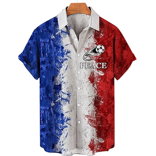

Men's Shirt 3D Print Graphic Patterned Letter Turndown Street Casual Button-Down Print Short Sleeve Tops Casual Fashion Hawaiian Breathable Red / Summer / Spring / Summer