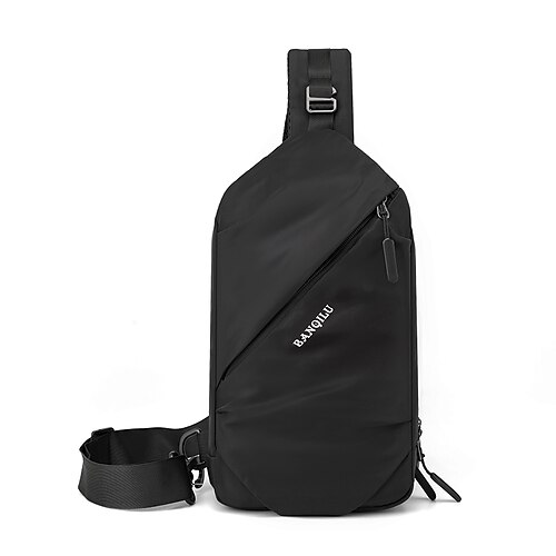 

Men's Sling Shoulder Bag Nylon Zipper Solid Color Daily Black Gray Dark Blue