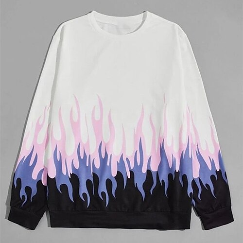 

Men's Sweatshirt Pullover Graphic Patterned Gradient Flame Print Daily Sports Streetwear 3D Print Casual Big and Tall Hoodies Sweatshirts White