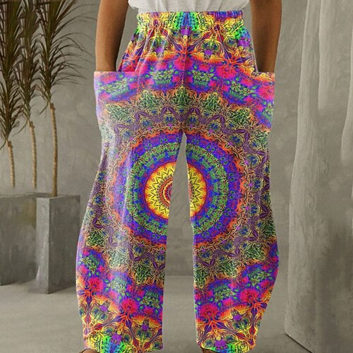 

Women's Plus Size Pants Chinos Tie Dye Casual Streetwear Casual Holiday Natural Full Length Fall Spring Blue Purple Pink L XL XXL 3XL 4XL