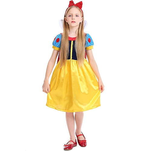 

Snow White Dress Outfits Masquerade Girls' Movie Cosplay Cosplay Costume Party Yellow Dress Cloak Masquerade Polyester