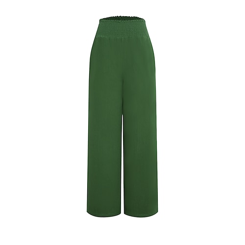 

Women's Culottes Wide Leg Pants Trousers 100% Cotton Grass Green Green Purple High Waist Casual Yoga Casual Yoga Pocket Micro-elastic Full Length Breathable Chinese Style S M L XL XXL / Oversized