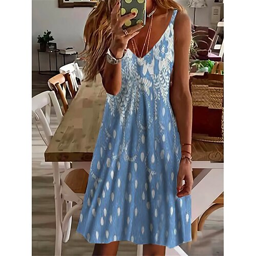 

Women's Shift Dress Short Mini Dress Blue Wine Navy Blue Sleeveless Floral Print Spring Summer Spaghetti Strap Casual Vacation 2022 S M L XL XXL 3XL