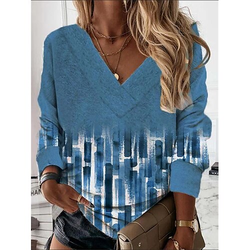

Women's Sweatshirt Graphic Prints Patchwork Print Casual Daily Sports 3D Print Sportswear Casual Hoodies Sweatshirts Blue