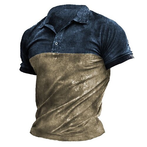 

Men's Collar Polo Shirt Golf Shirt Color Block Turndown Blue 3D Print Outdoor Street Short Sleeves Button-Down Print Clothing Apparel Fashion Designer Casual Breathable / Summer / Spring / Summer