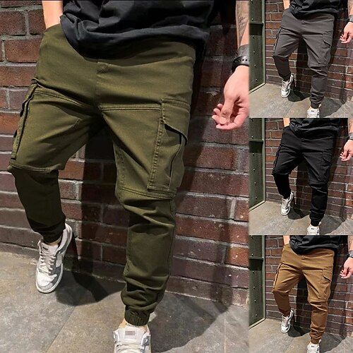 

Men's Cargo Pants Joggers Trousers Jogging Pants Multi Pocket Solid Color Comfort Breathable Casual Daily Streetwear Sports Fashion ArmyGreen Black Micro-elastic