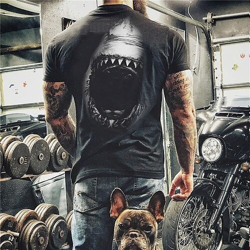 

Men's Unisex T shirt Tee Shark Crew Neck Black Print Outdoor Street Short Sleeve Print Clothing Apparel Sports Designer Casual Big and Tall / Summer / Summer