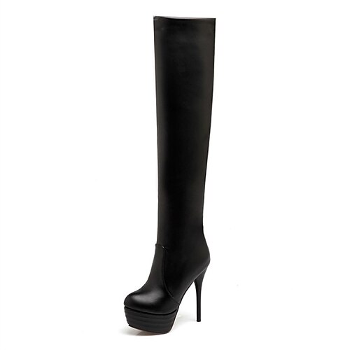 

Women's Boots Daily Over The Knee Boots Winter Stiletto Heel Round Toe Casual Synthetics Zipper Solid Colored Black Brown White