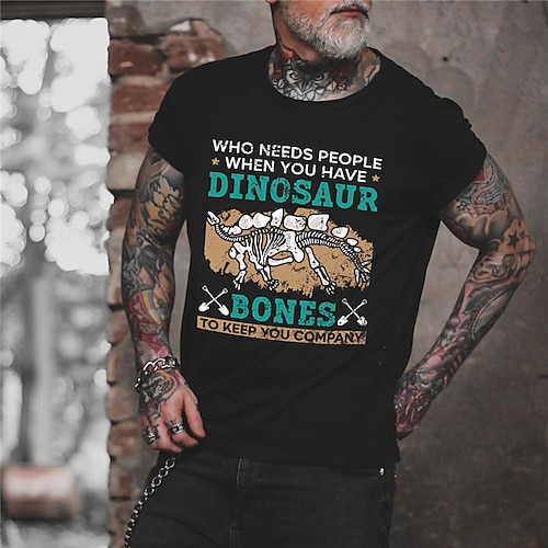 

Men's Unisex T shirt Tee Hot Stamping Graphic Prints Skull Dinosaur Crew Neck Street Daily Print Short Sleeve Tops Designer Casual Big and Tall Sports Black / Summer