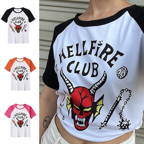 

Inspired by Stranger Things Hellfire Club Eddie Munson T-shirt Souvenir 100% Polyester Devil Harajuku Graphic Kawaii T-shirt For Unisex