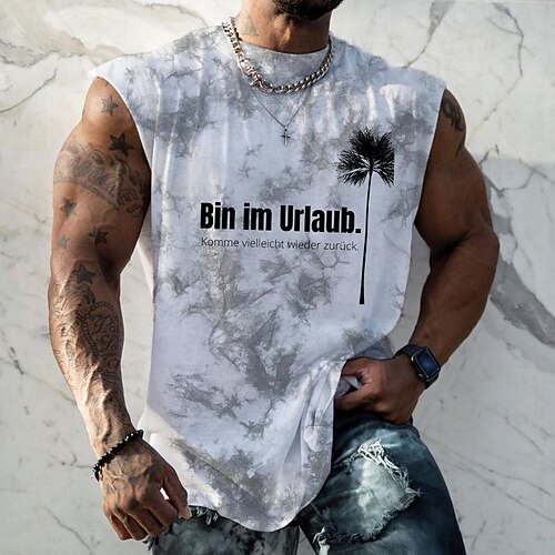 

Men's T shirt Tee 3D Print Graphic Patterned Tie Dye Letter Crew Neck Street Casual Print Cap Sleeve Tops Designer Basic Classic Comfortable Green White Black / Summer / Sports / Summer