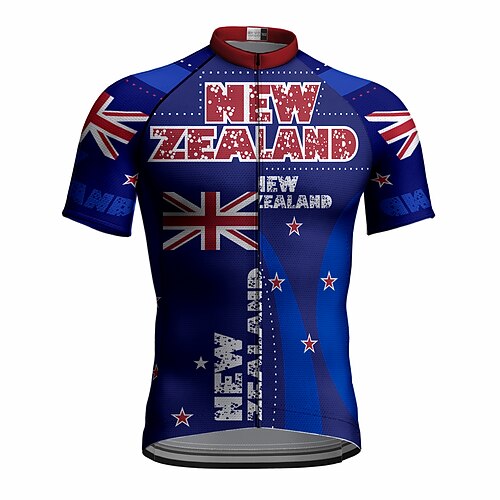 

21Grams Men's Cycling Jersey Short Sleeve Bike Top with 3 Rear Pockets Mountain Bike MTB Road Bike Cycling Breathable Quick Dry Moisture Wicking Reflective Strips Blue New Zealand Polyester Spandex