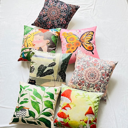 

Summer Pattern Cushion Cover 1PC Soft Decorative Square Throw Pillow Cover Cushion Case Pillowcase for Bedroom Livingroom Superior Quality Machine Washable Indoor Cushion for Sofa Couch Bed Chair