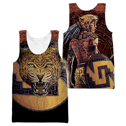 

Men's Tank Top Vest 3D Print Graphic Patterned Leopard Animal Crew Neck Street Casual Print Sleeveless Tops Basic Fashion Classic Comfortable Brown / Summer