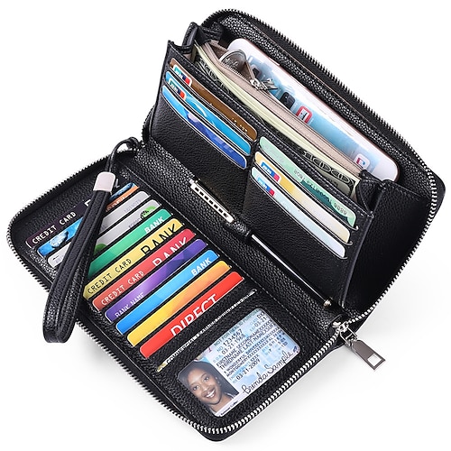 

Ladies Long Wallet Rfid European And American Style Large Capacity Clutch Bag Pu Bank Card Storage Bag