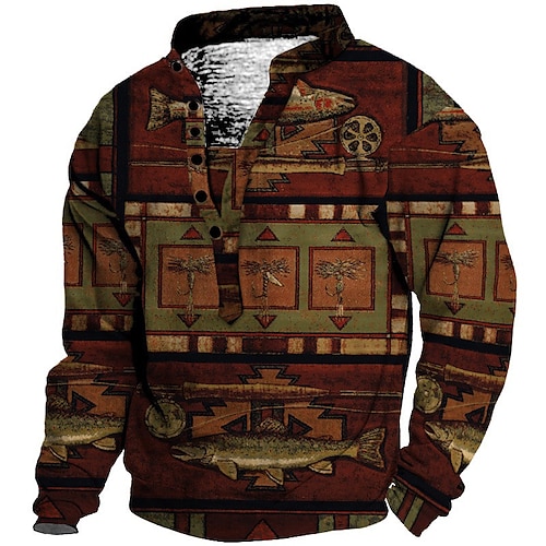

Herren Unisex Sweatshirt Pullover Zur Seite fahren Rote Stehkragen Grafik-Drucke Fische Bedruckt Casual Täglich Sport 3D-Druck Strassenmode Designer Casual Frühling Sommer Bekleidung Kapuzenpullover