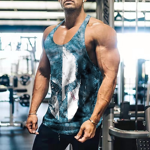 

Men's Tank Top Vest Graphic Soldier Crew Neck Blue 3D Print Street Casual Sleeveless Print Clothing Apparel Basic Fashion Classic Comfortable / Summer / Summer / Sports